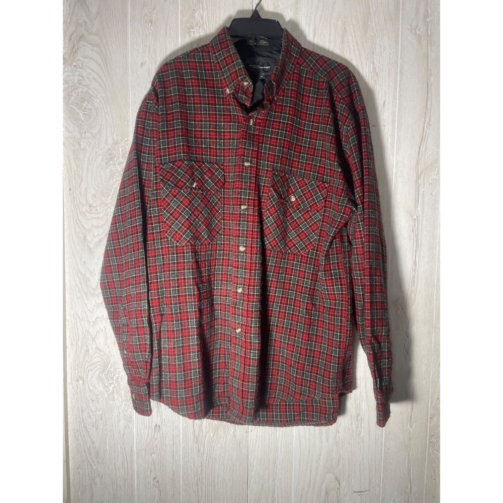 VINTAGE men outdoor ‎ exchange wool  blend plaid m Shirt Red Blue